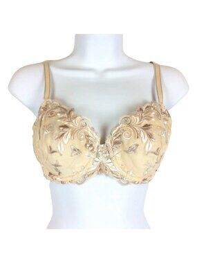 Soma 34D Sensuous Sides Full Coverage Lace Underwire Bra Light Beige